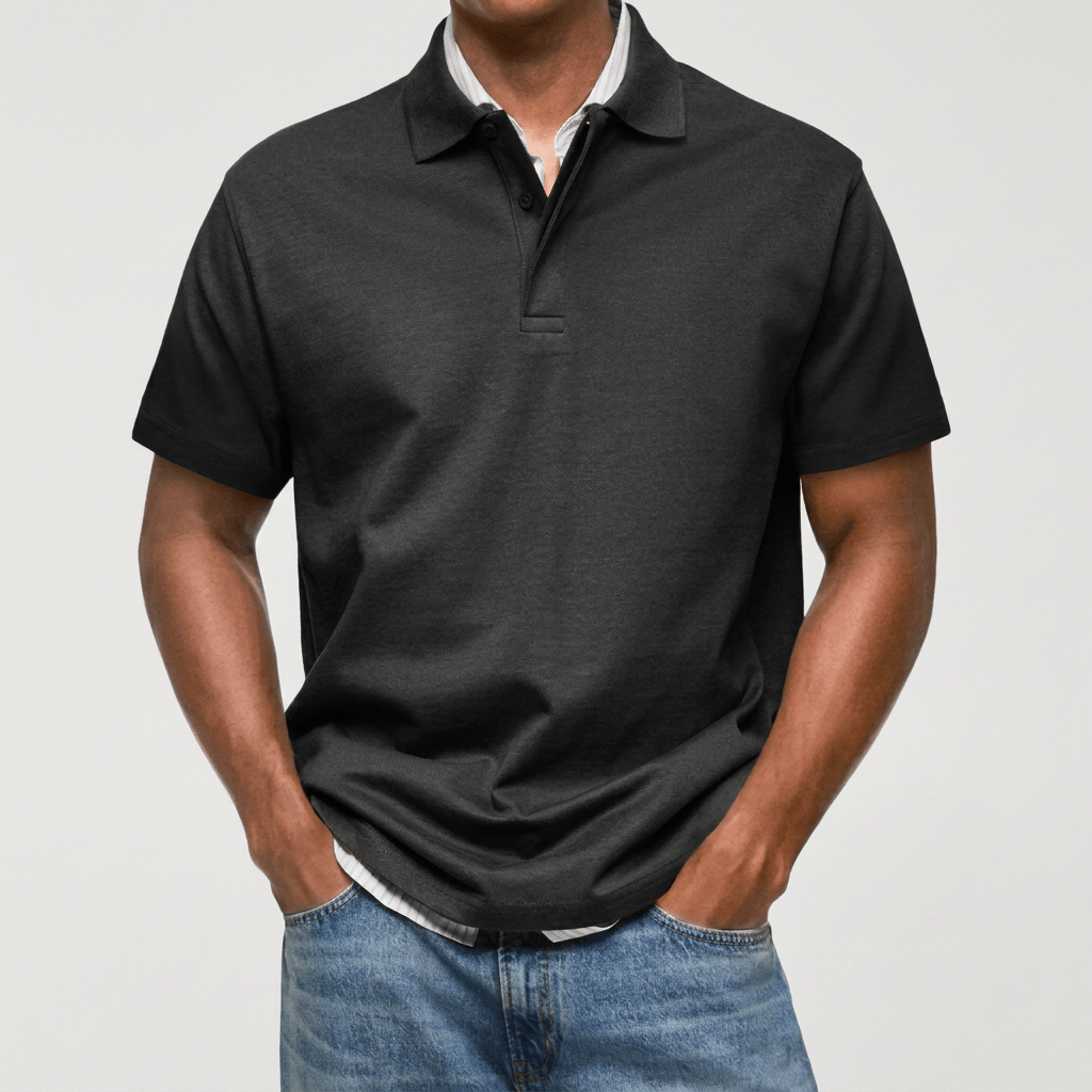 Men's Textured Cotton Blend Polo Shirt