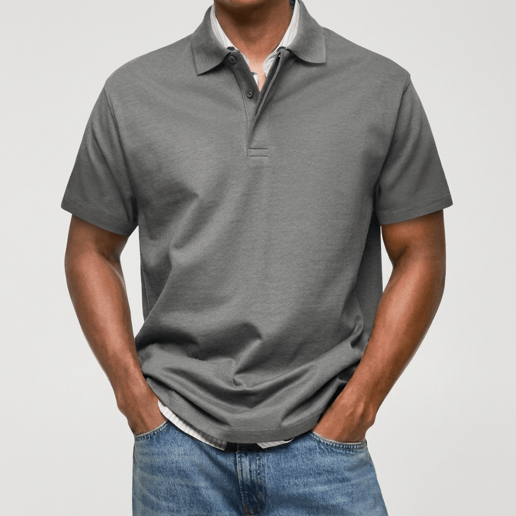 Men's Textured Cotton Blend Polo Shirt
