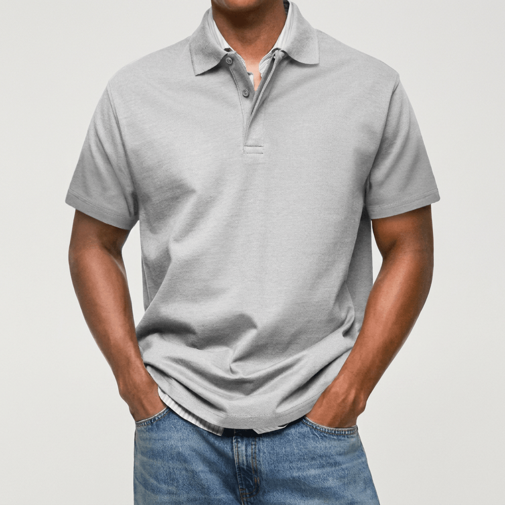 Men's Textured Cotton Blend Polo Shirt