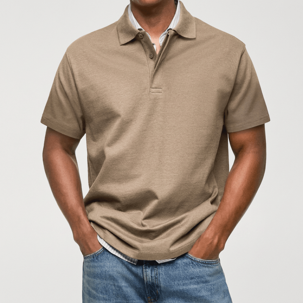 Men's Textured Cotton Blend Polo Shirt