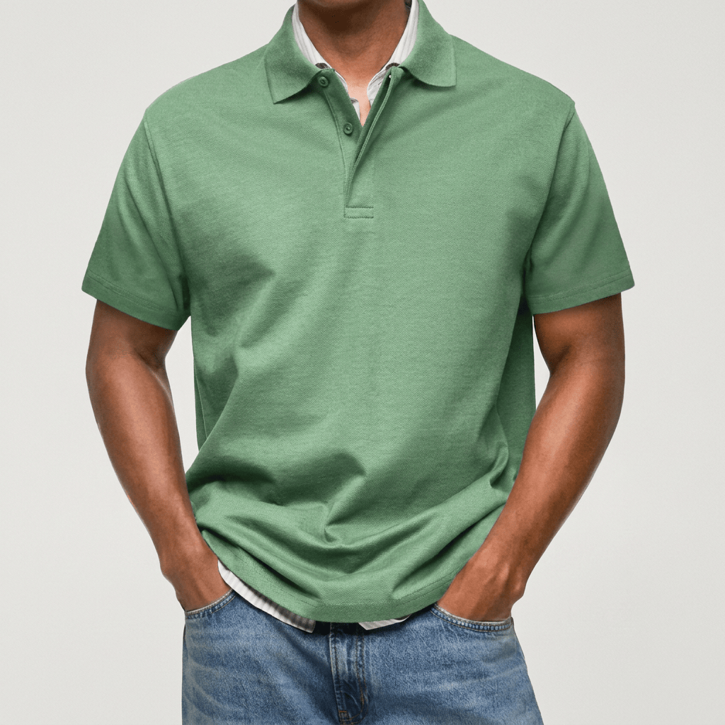 Men's Textured Cotton Blend Polo Shirt