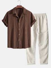 Men's Textured Cotton Blend Resort Set