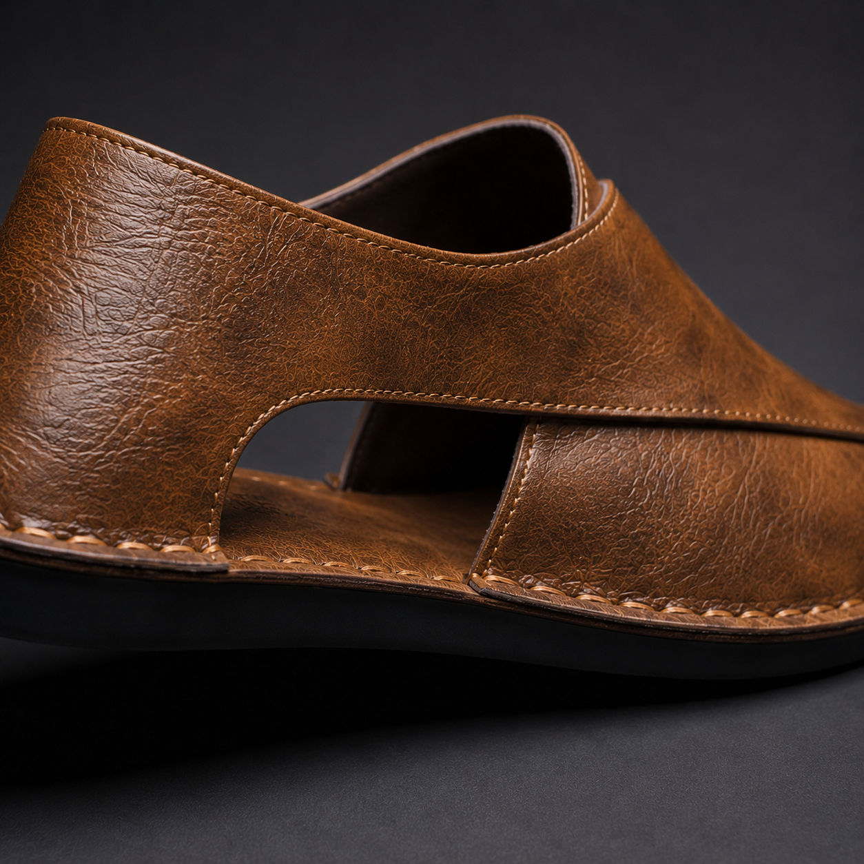 Men's Textured Faux Leather Slip-On Mules