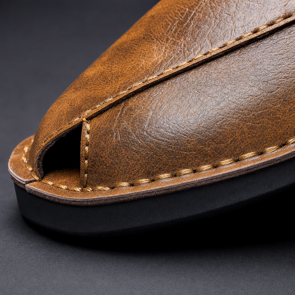Men's Textured Faux Leather Slip-On Mules