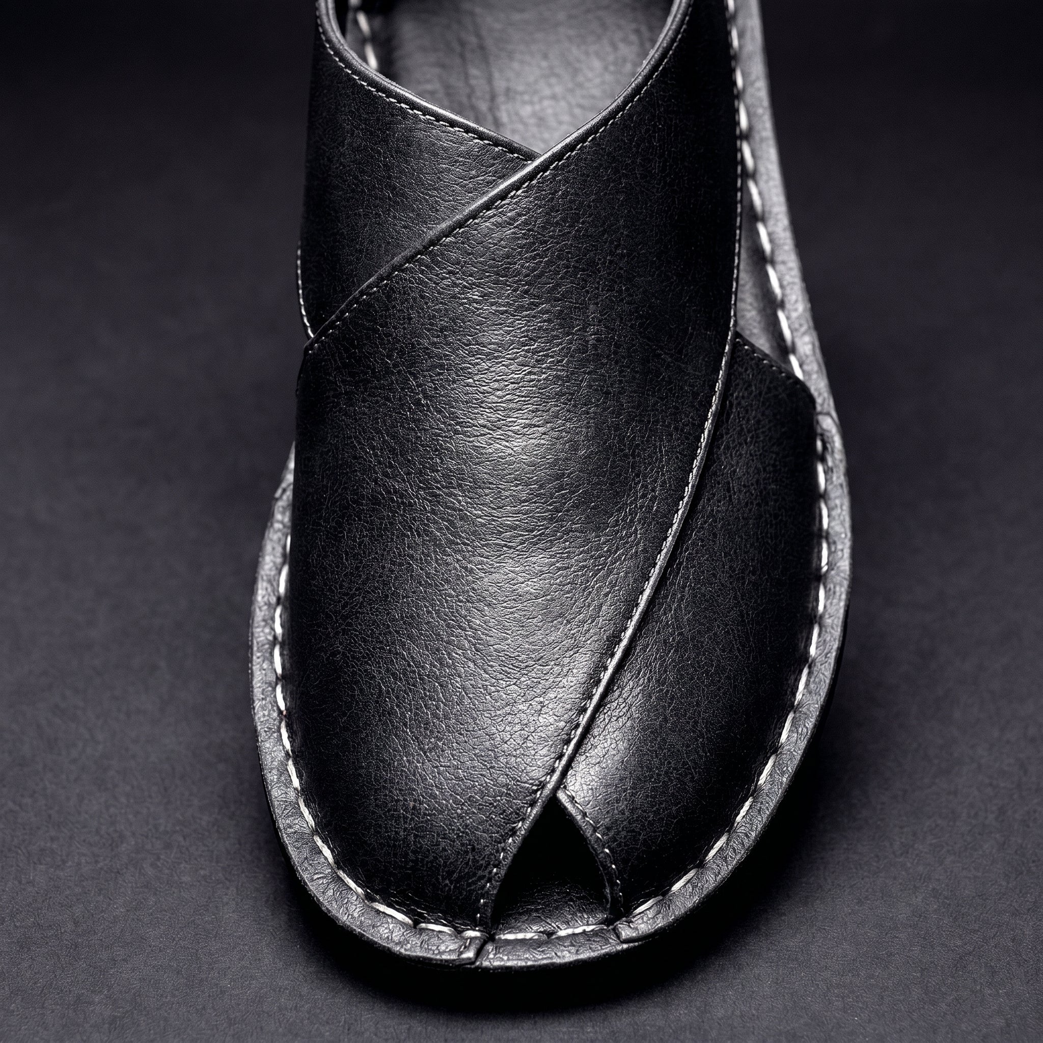 Men's Textured Faux Leather Slip-On Mules