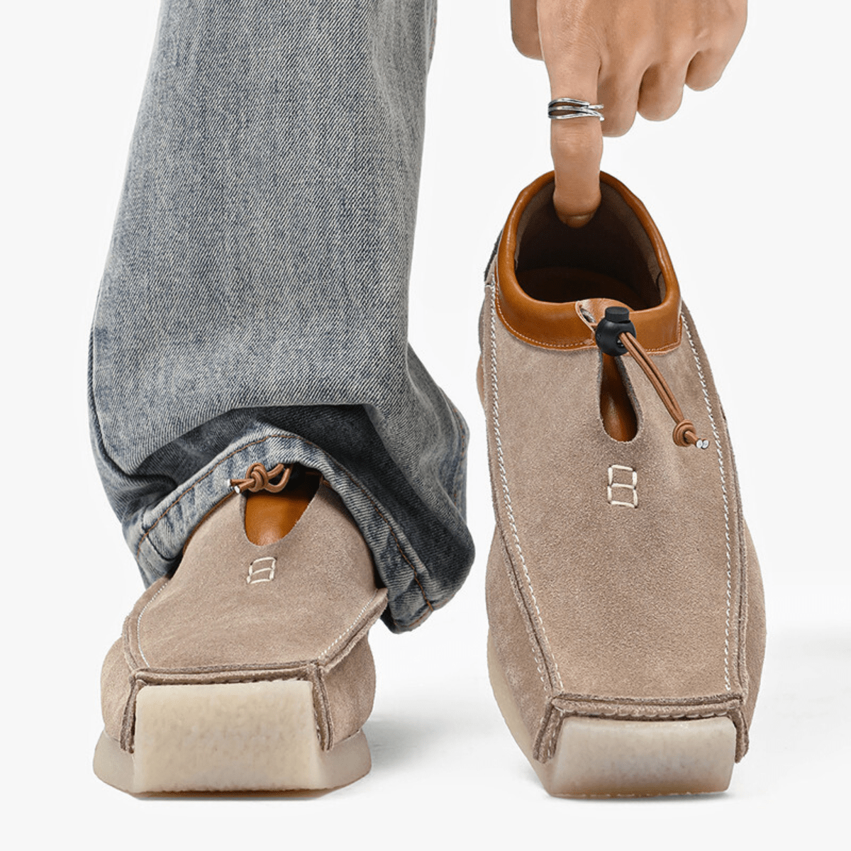 Men's Textured Faux Leather Square Toe Loafers