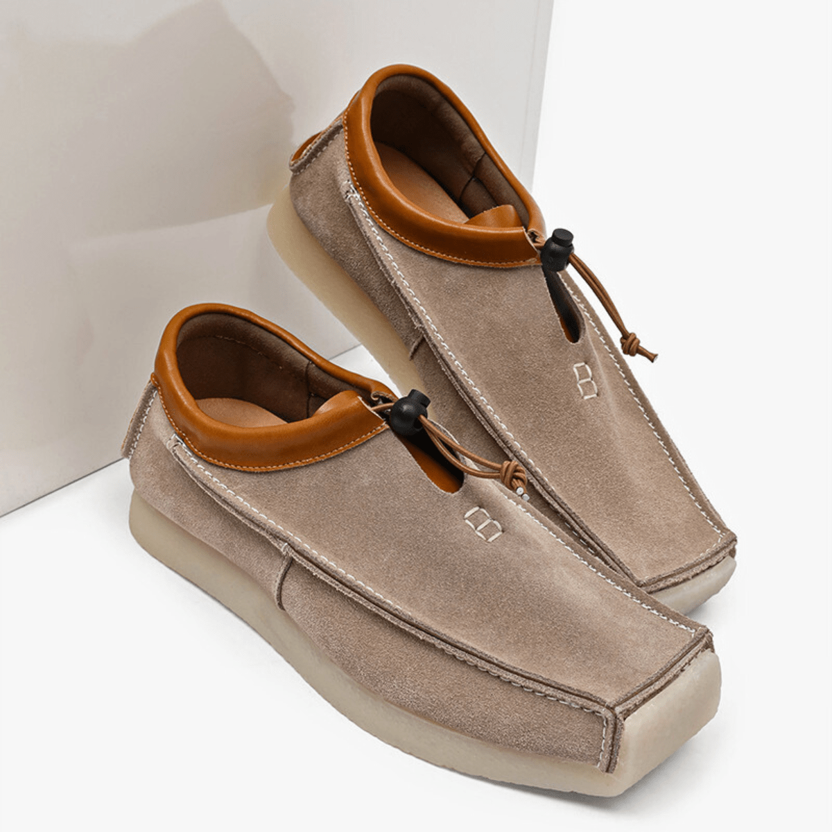 Men's Textured Faux Leather Square Toe Loafers