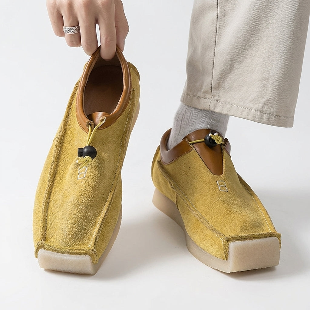 Men's Textured Faux Leather Square Toe Loafers