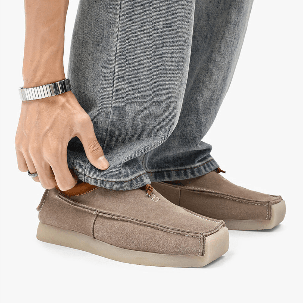 Men's Textured Faux Leather Square Toe Loafers