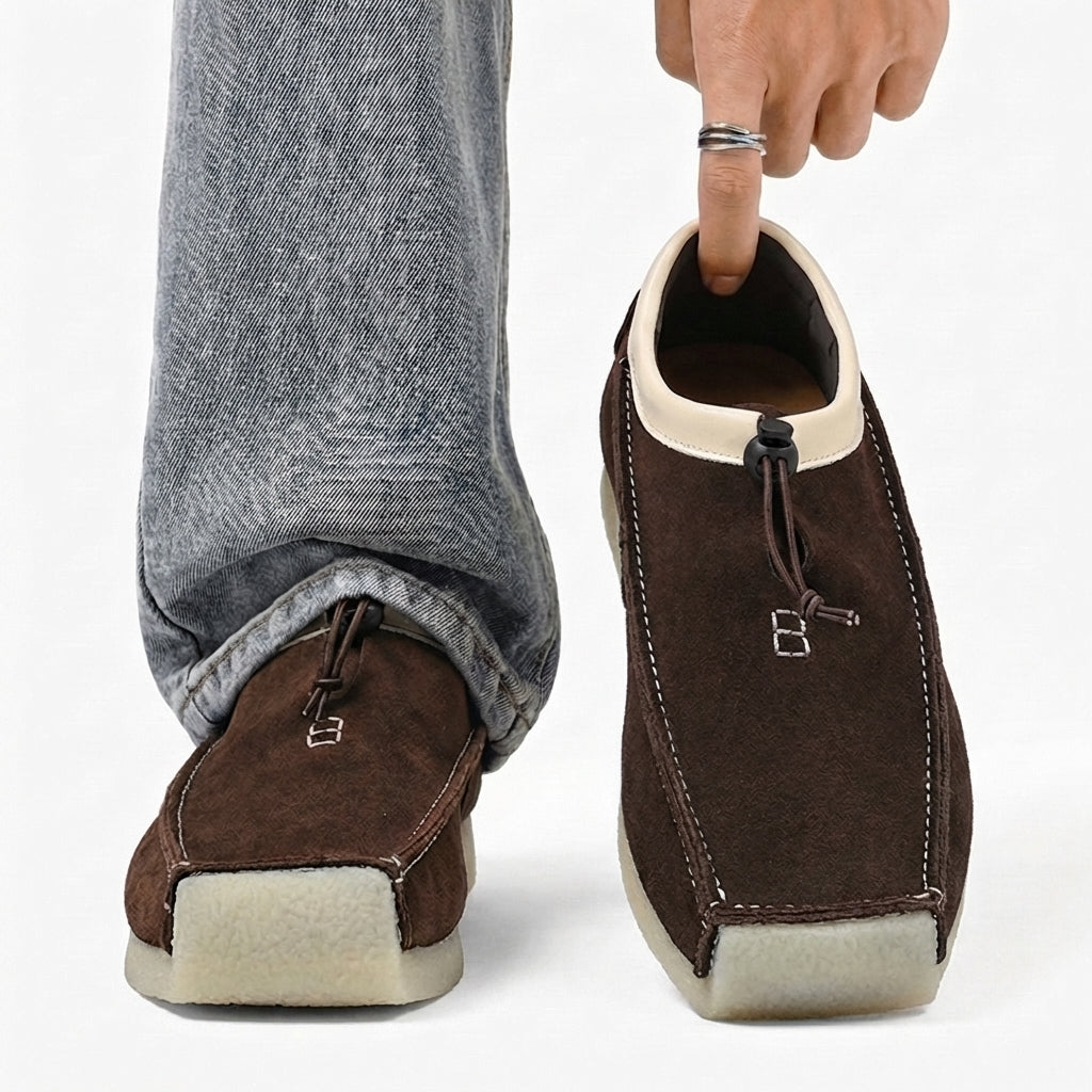 Men's Textured Faux Leather Square Toe Loafers