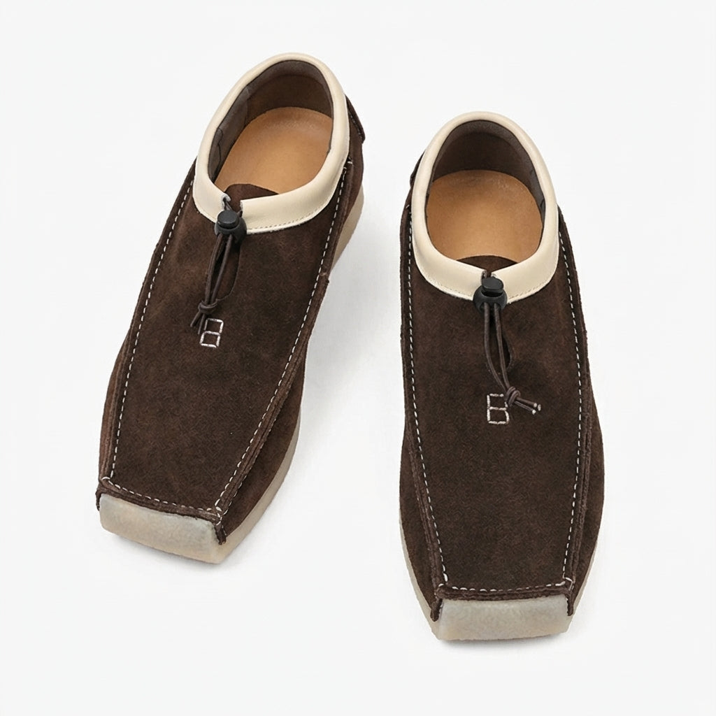 Men's Textured Faux Leather Square Toe Loafers