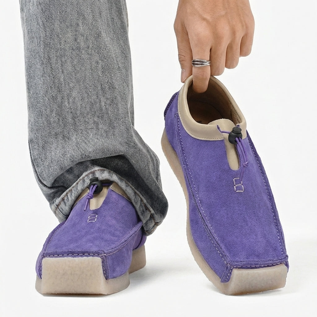 Men's Textured Faux Leather Square Toe Loafers