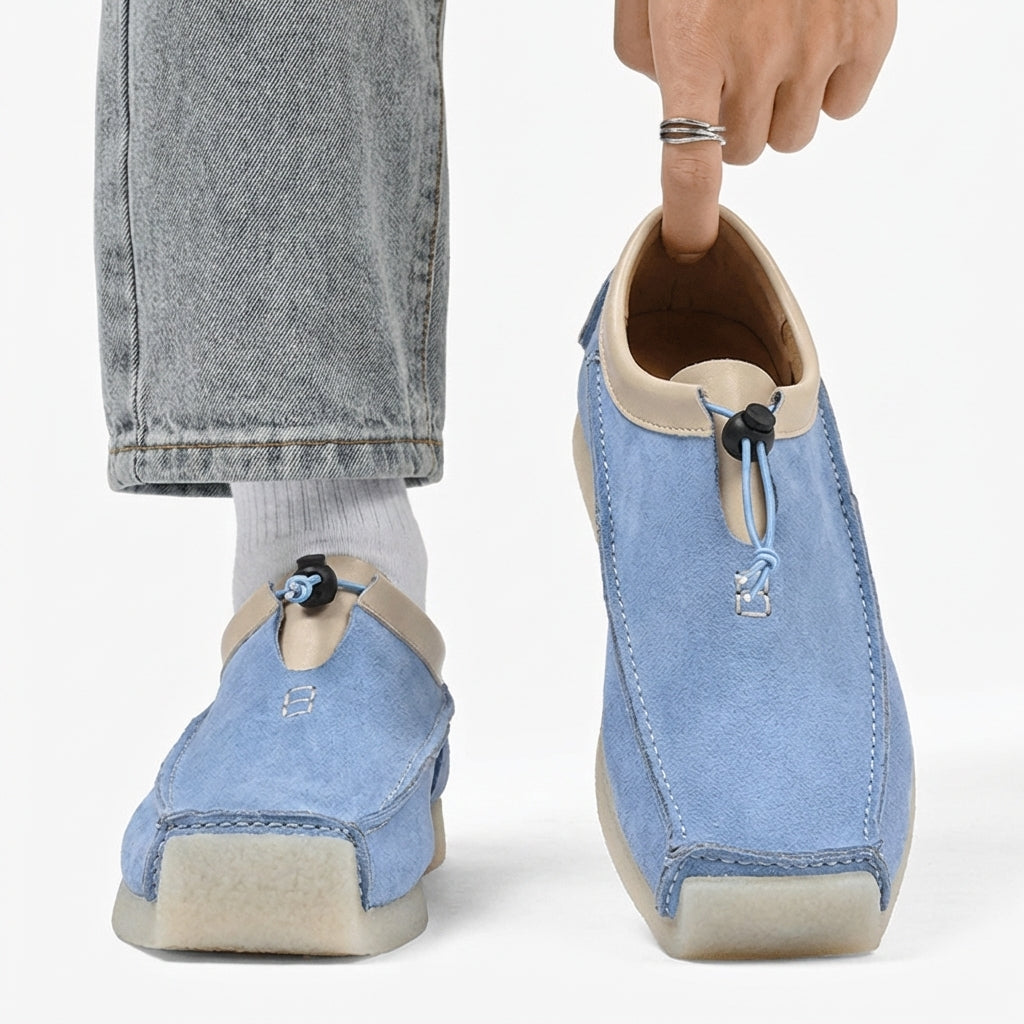 Men's Textured Faux Leather Square Toe Loafers