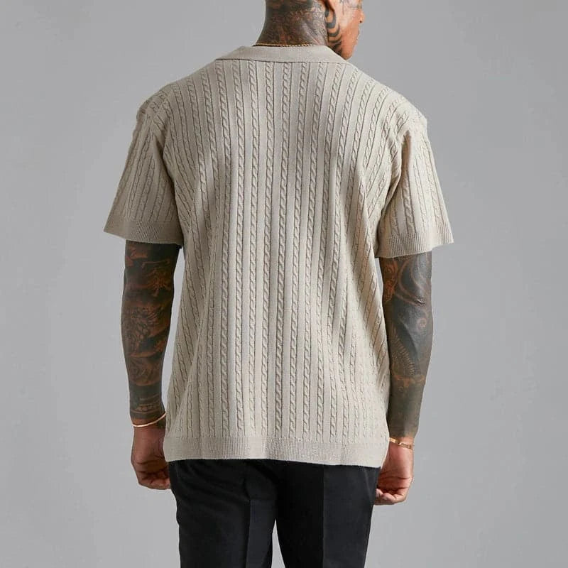 Men's Textured Jacquard Knit Short Sleeve Shirt