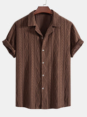 Men's Textured Knit Camp Collar Shirt