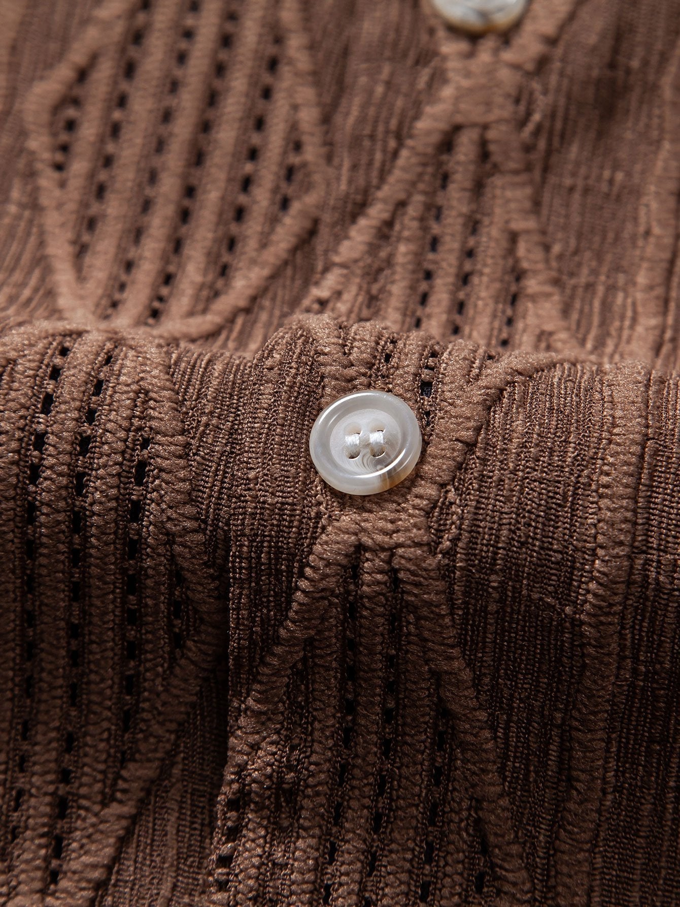Men's Textured Knit Camp Collar Shirt