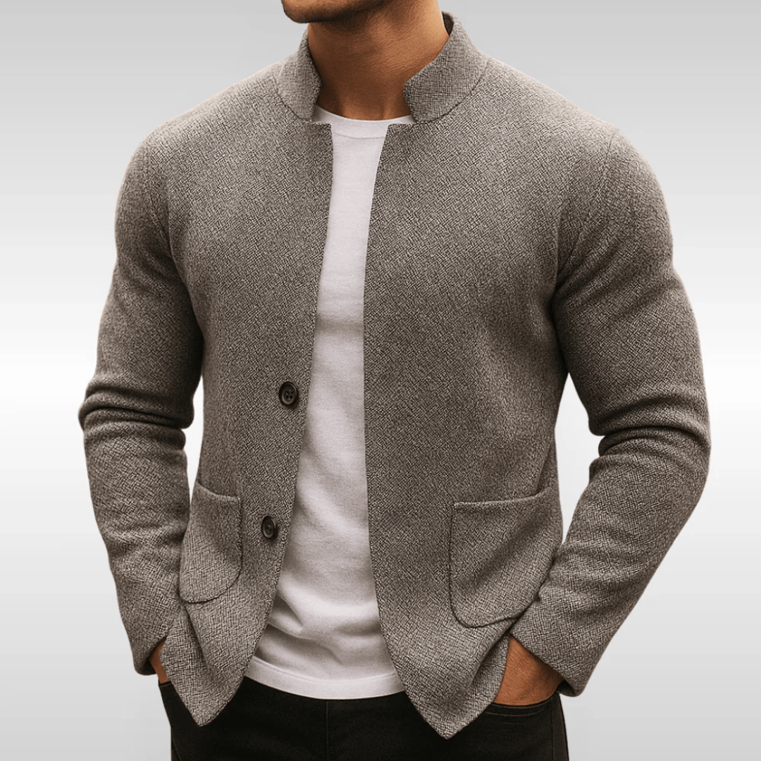 Men's Textured Knit Cardigan Sweater