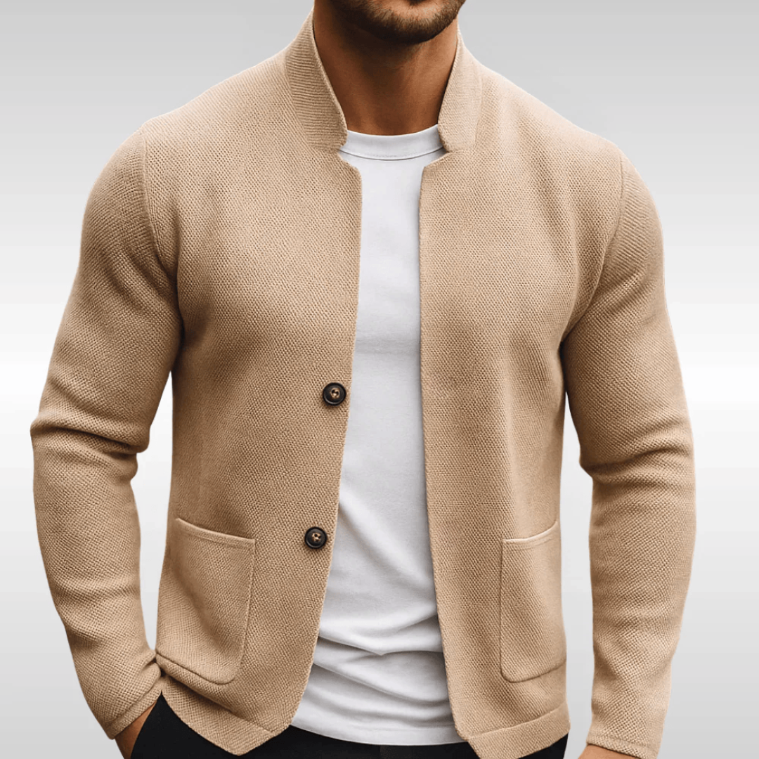 Men's Textured Knit Cardigan Sweater