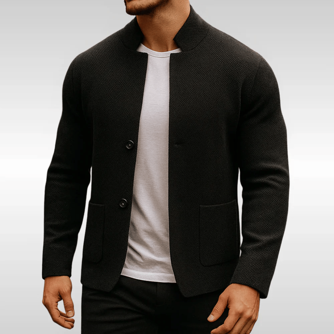 Men's Textured Knit Cardigan Sweater