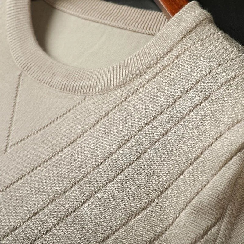 Men's Textured Knit Crew Neck T-Shirt