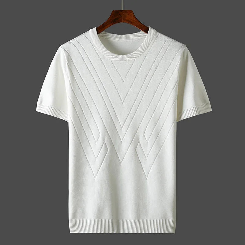 Men's Textured Knit Crew Neck T-Shirt