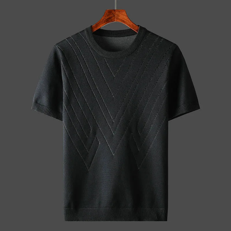 Men's Textured Knit Crew Neck T-Shirt