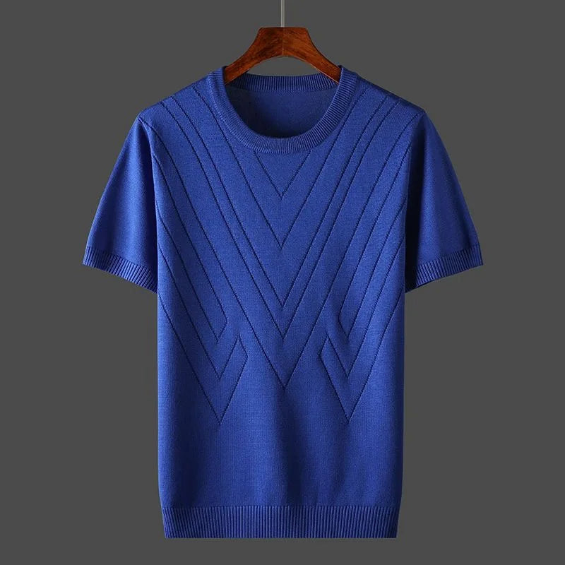 Men's Textured Knit Crew Neck T-Shirt