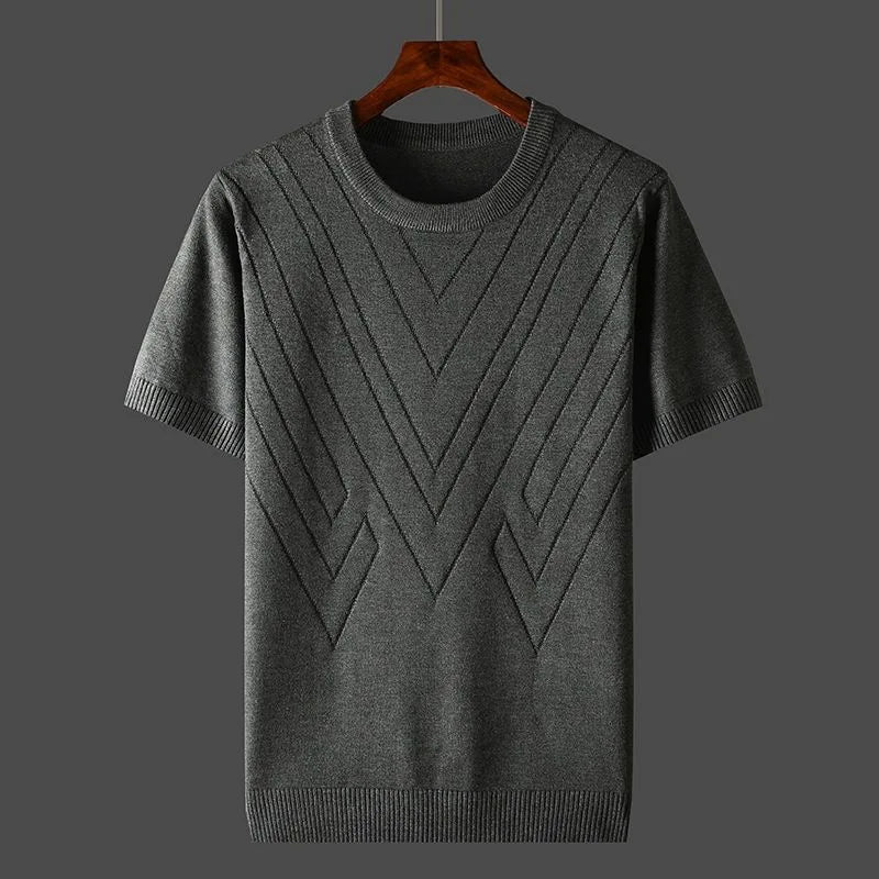 Men's Textured Knit Crew Neck T-Shirt