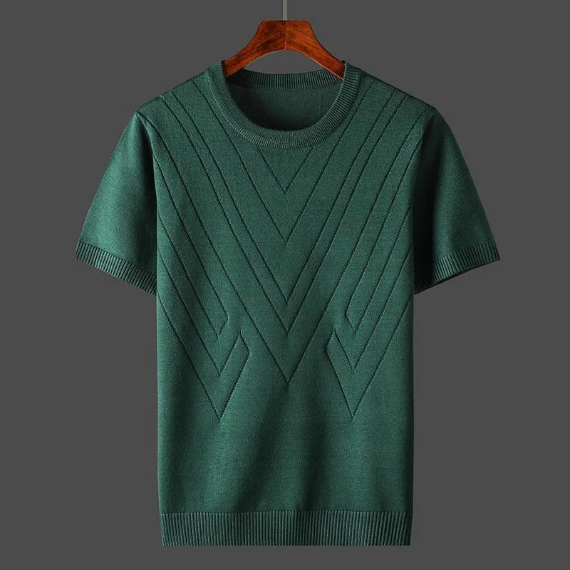 Men's Textured Knit Crew Neck T-Shirt
