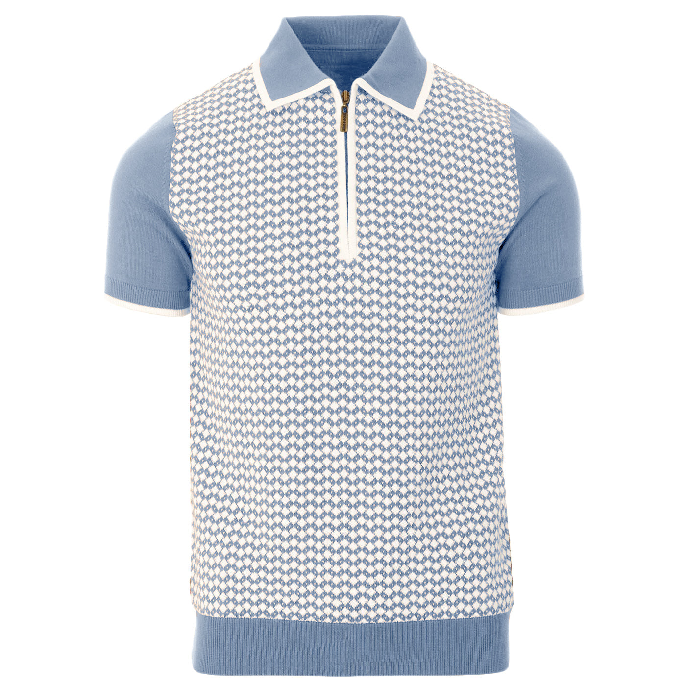 Men's Textured Knit Half-Zip Polo Shirt