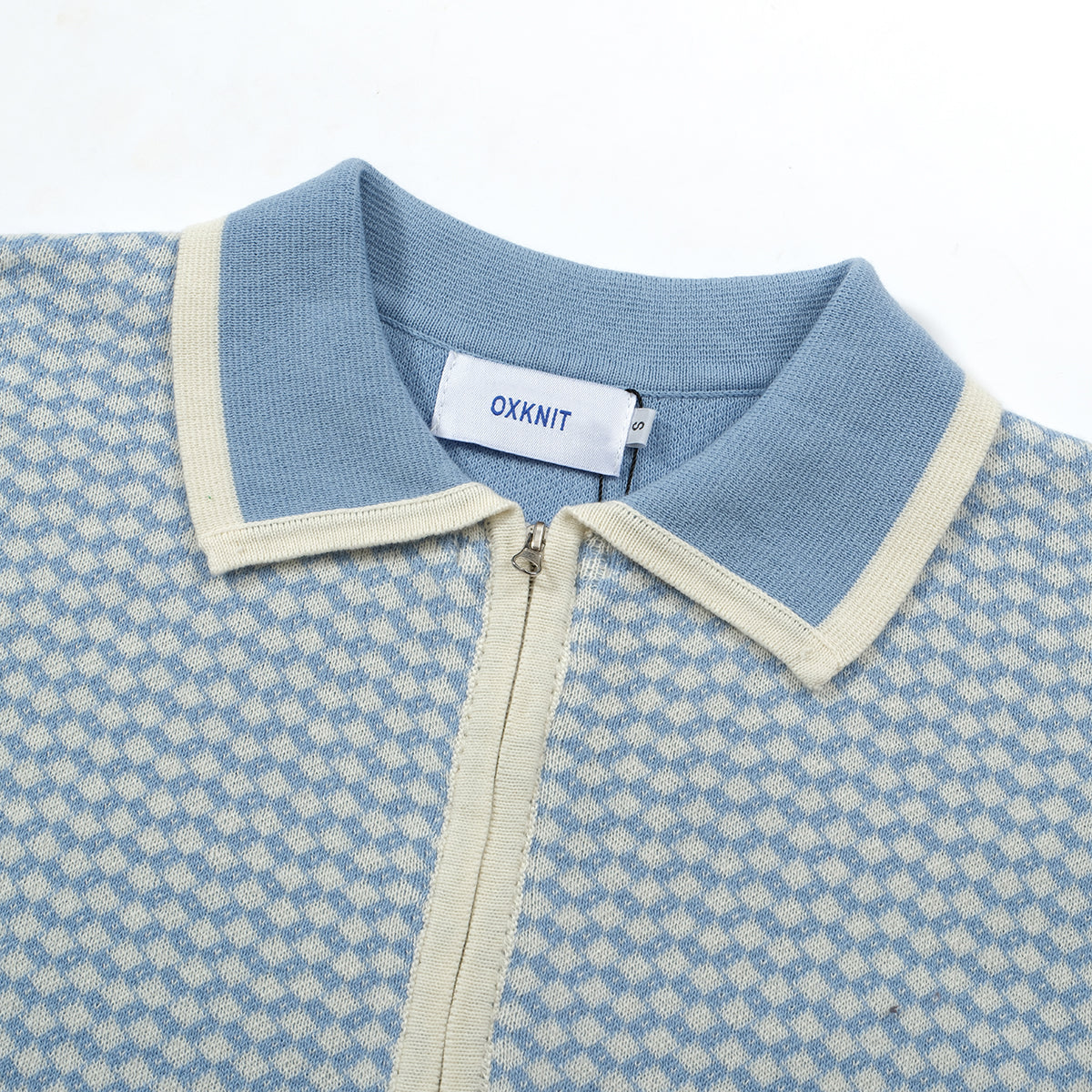 Men's Textured Knit Half-Zip Polo Shirt