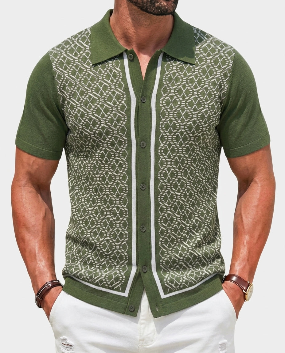 Men's Textured Knit Polo Shirt