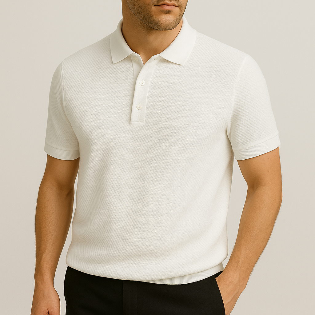 Men's Textured Knit Polo Shirt