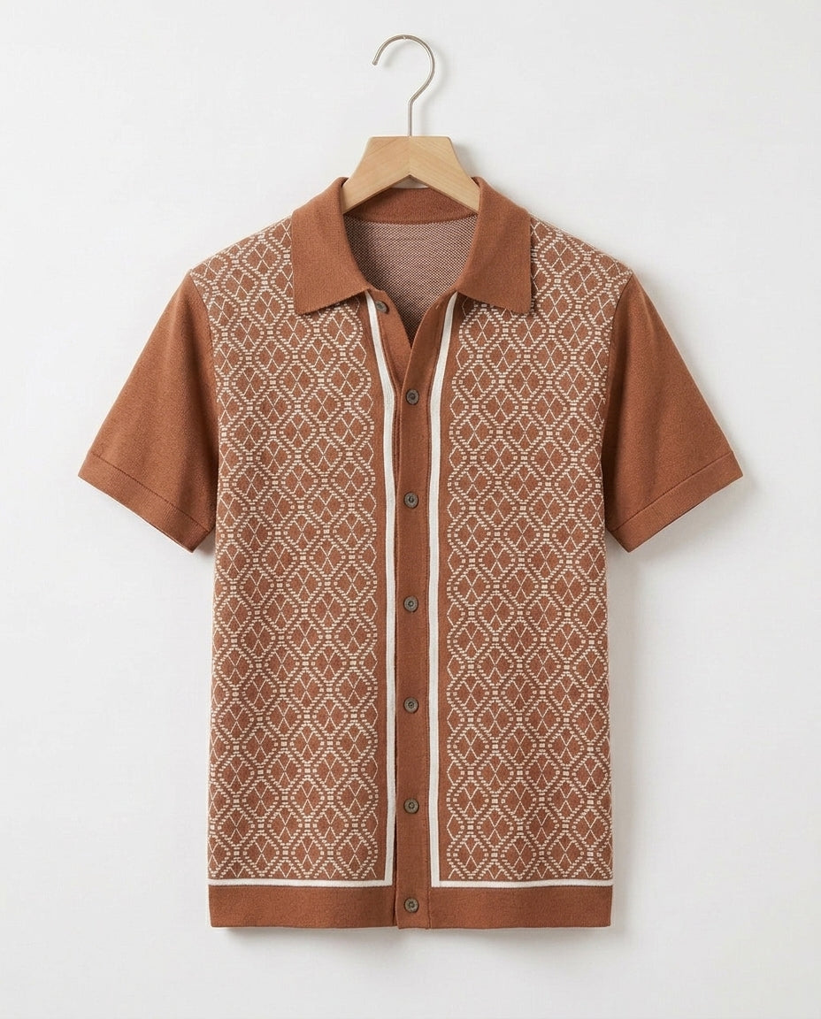 Men's Textured Knit Polo Shirt