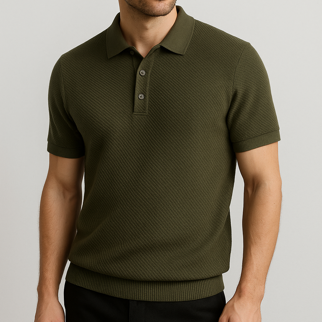 Men's Textured Knit Polo Shirt
