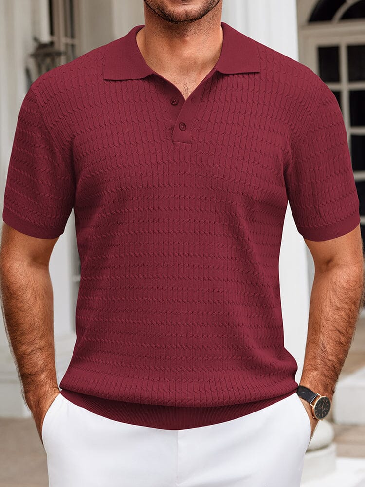 Men's Textured Knit Polo Shirt