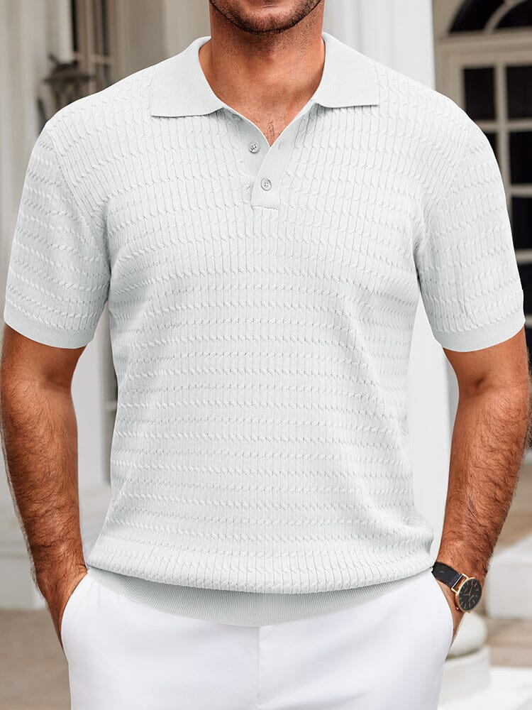 Men's Textured Knit Polo Shirt