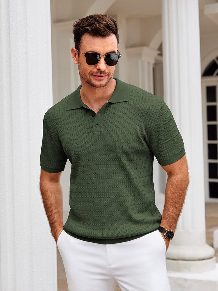 Men's Textured Knit Polo Shirt