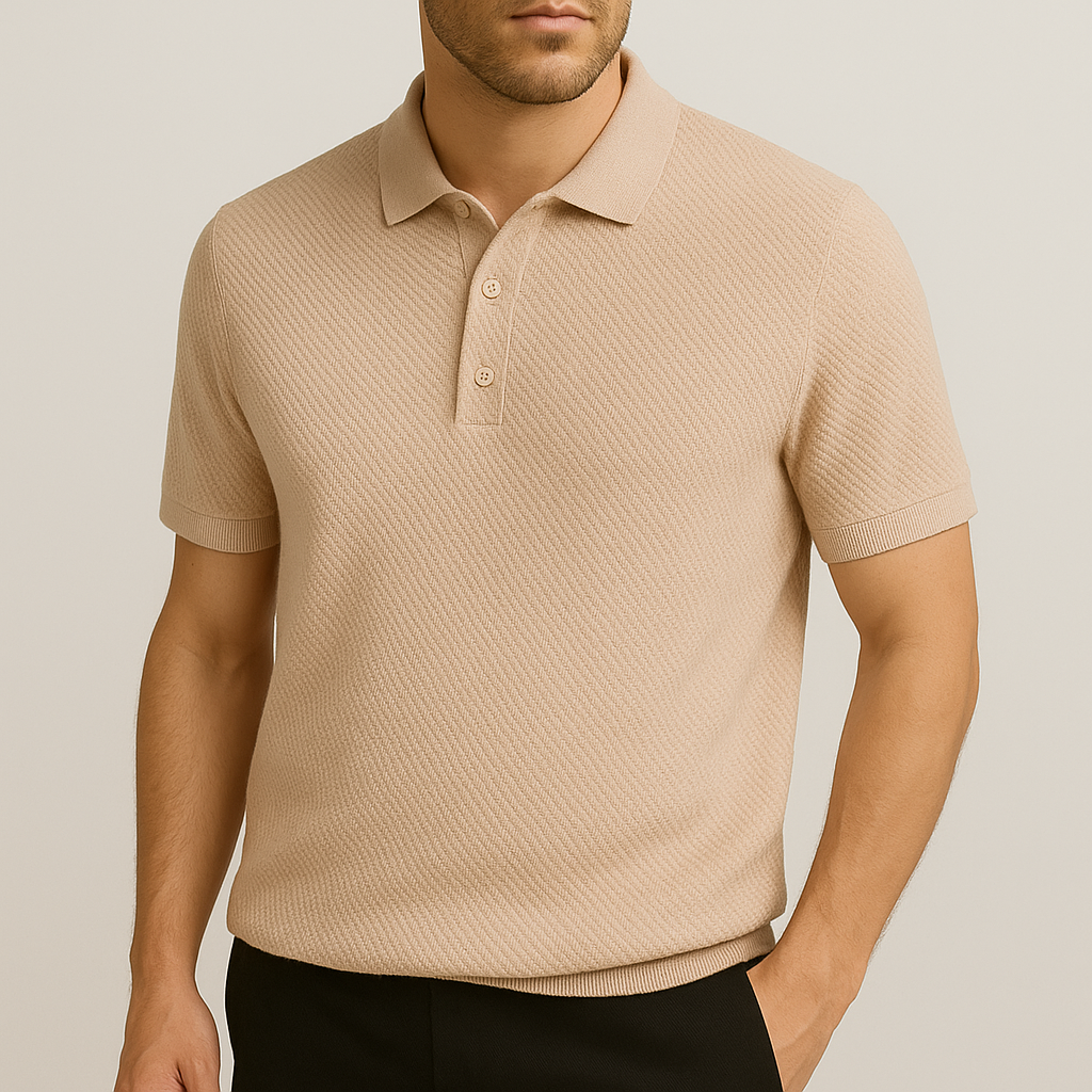 Men's Textured Knit Polo Shirt
