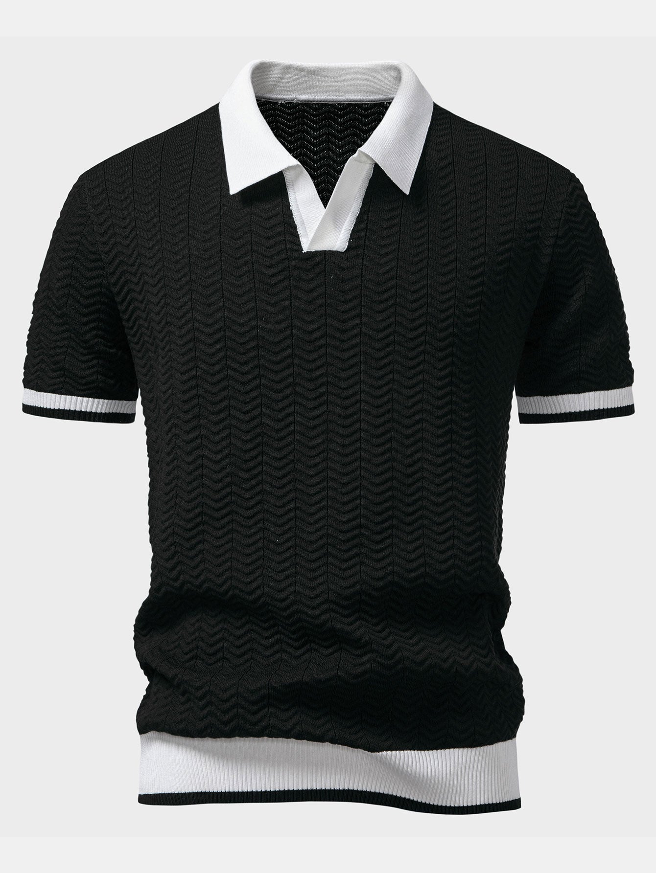Men's Textured Knit Polo Shirt