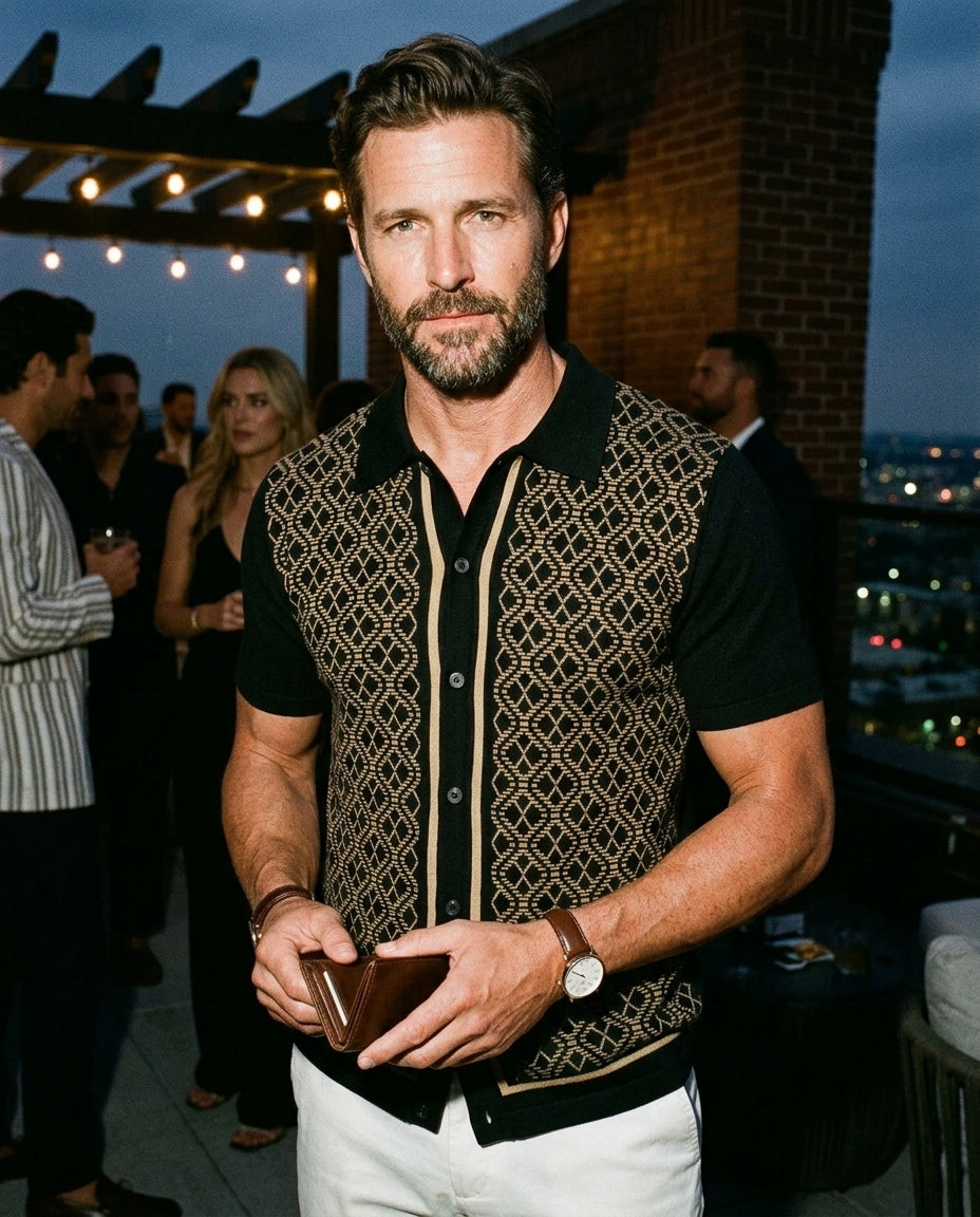 Men's Textured Knit Polo Shirt