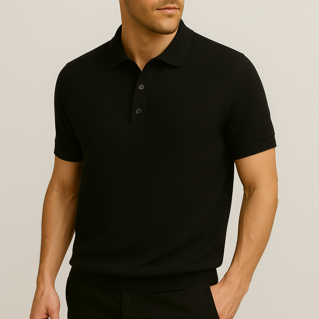 Men's Textured Knit Polo Shirt