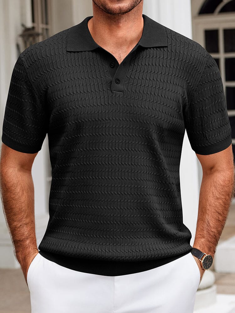 Men's Textured Knit Polo Shirt