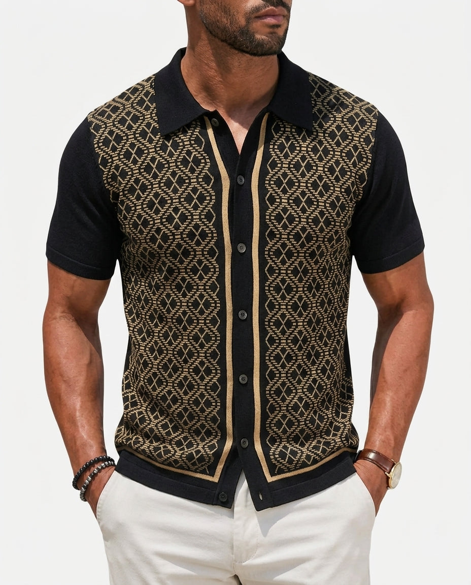 Men's Textured Knit Polo Shirt