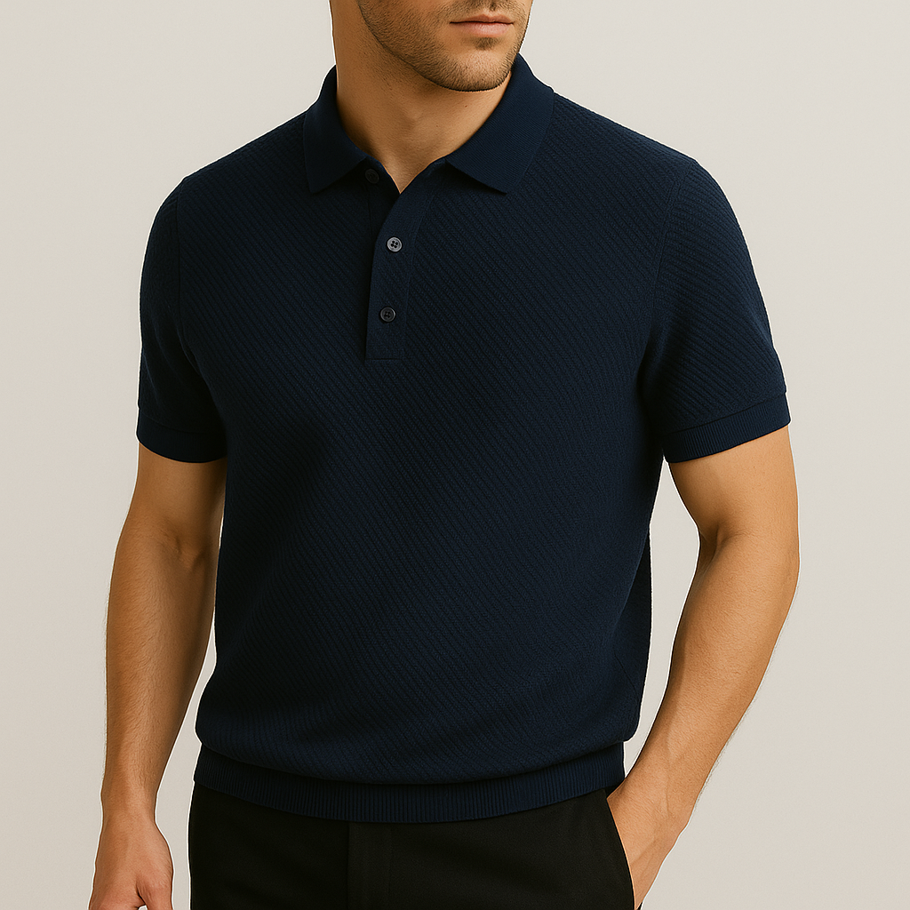 Men's Textured Knit Polo Shirt