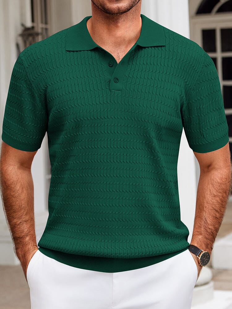 Men's Textured Knit Polo Shirt