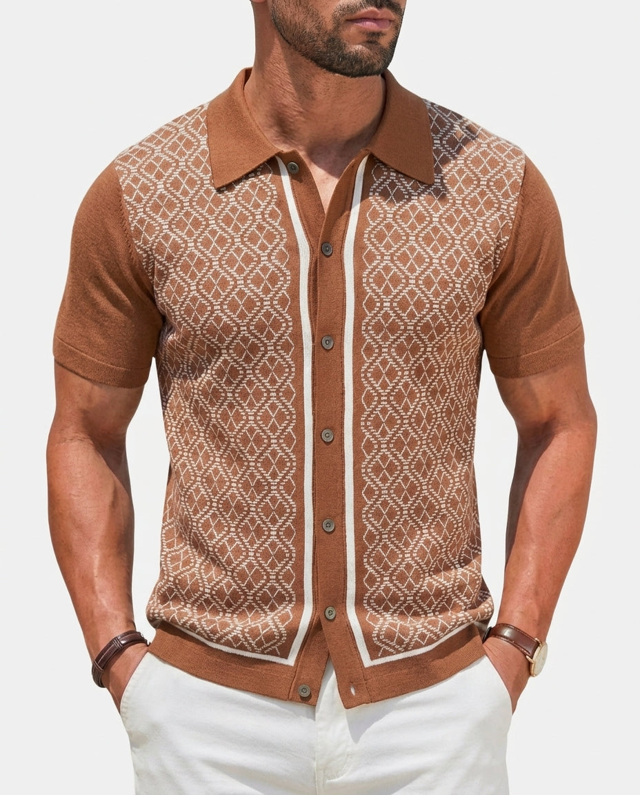 Men's Textured Knit Polo Shirt