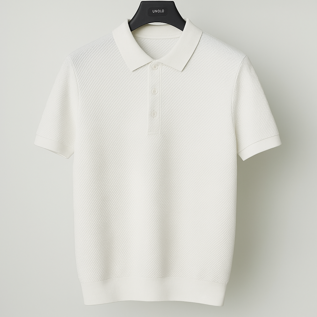 Men's Textured Knit Polo Shirt