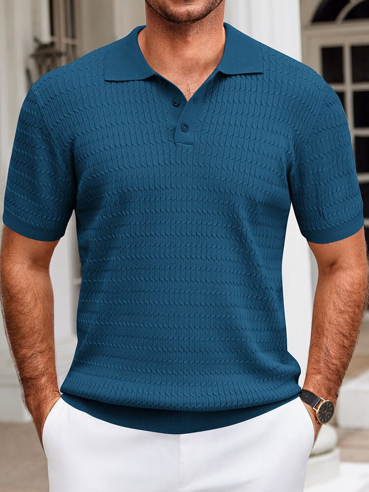 Men's Textured Knit Polo Shirt