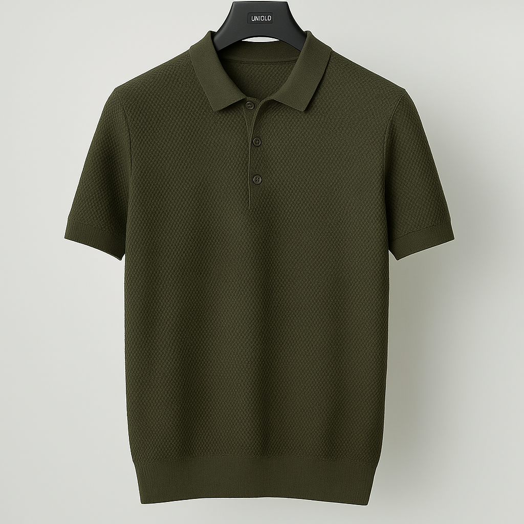 Men's Textured Knit Polo Shirt